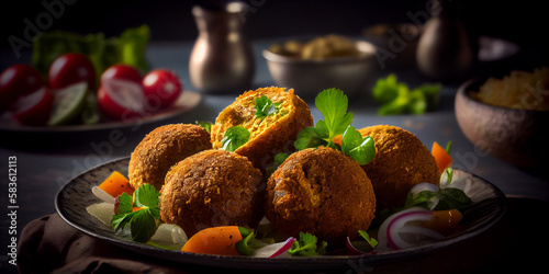 A set of crispy falafel on a plate generated by AI