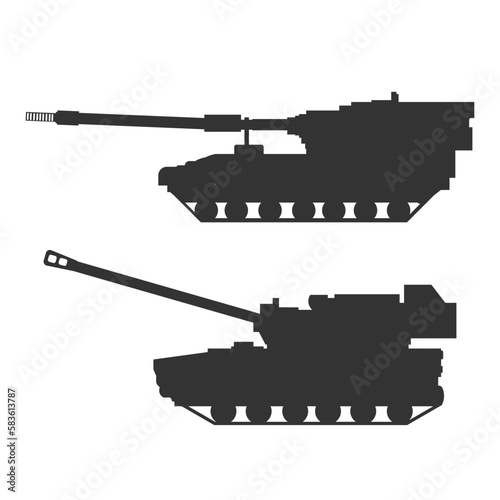 Artillery icon. Military gun machine vector ilustration.