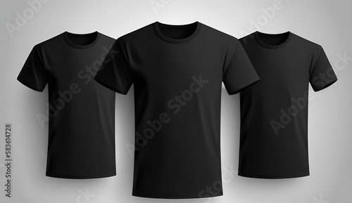 Black t-shirts with copy space on white background