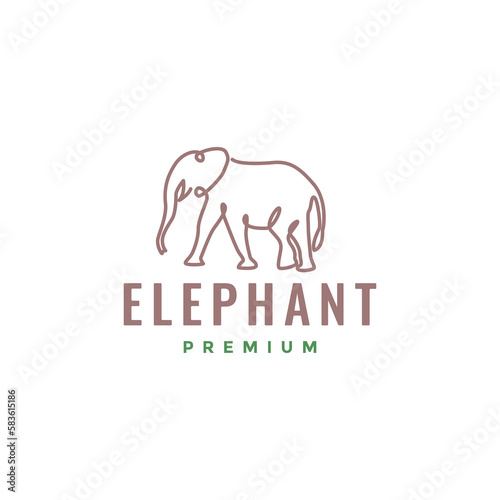 wildlife animal giant elephant walking line art modern minimal logo design vector
