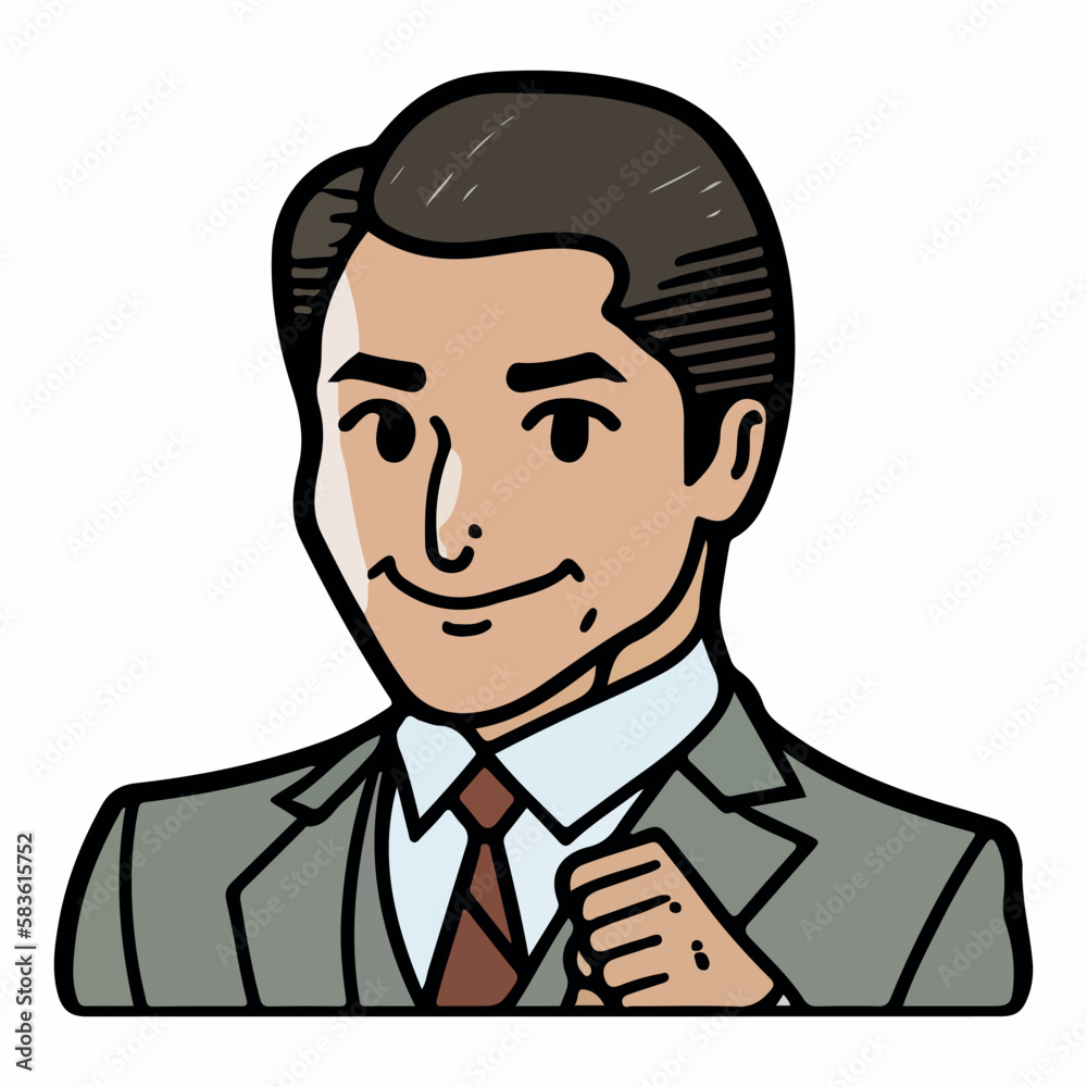 Positive face business man upper body icon vector illustration Positive face business man upper body icon vector illustration