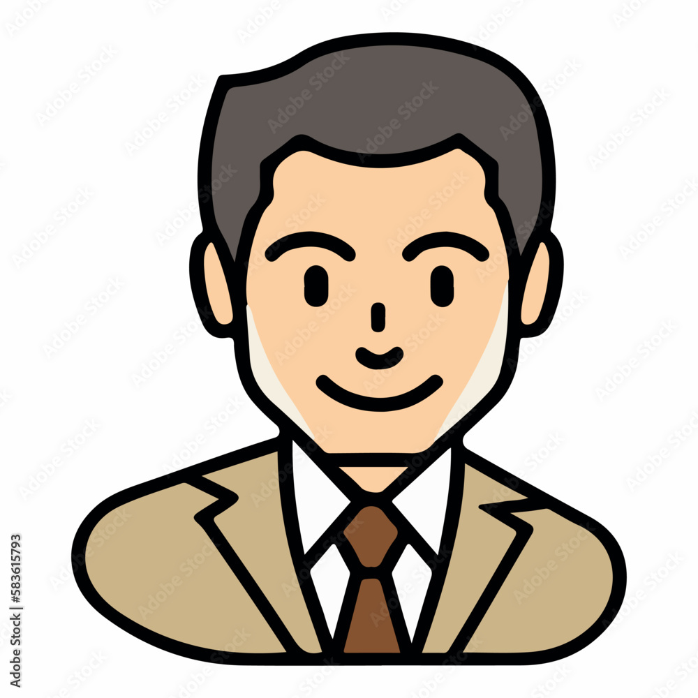 Positive face business man upper body icon vector illustration