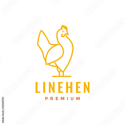 poultry farm hen chicken line minimal logo design vector