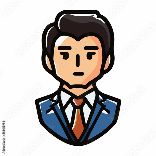 Positive face business man upper body icon vector illustration