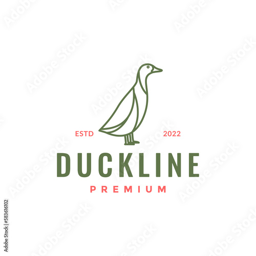 poultry bird duck cooking taste line minimal logo design vector
