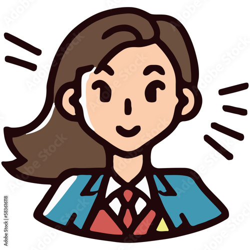 Positive face business woman upper body icon vector illustration