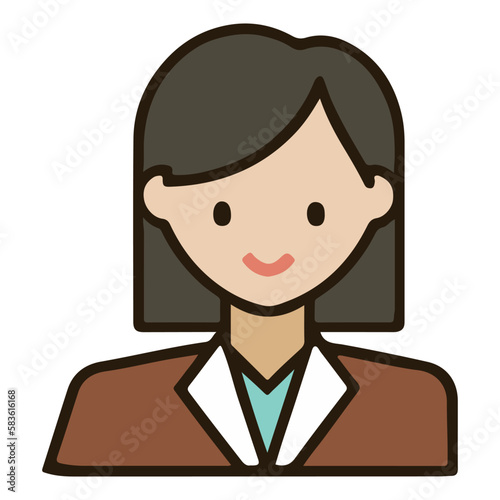 Positive face business woman upper body icon vector illustration