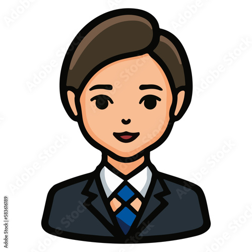 Positive face business woman upper body icon vector illustration