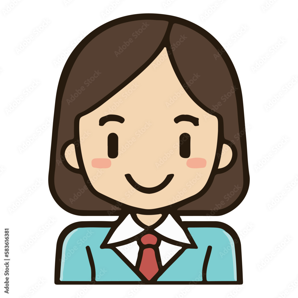 Positive face business woman upper body icon vector illustration