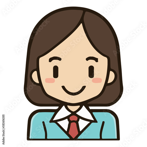 Positive face business woman upper body icon vector illustration