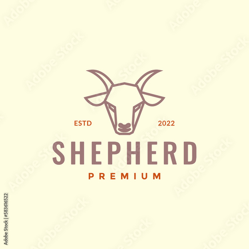 head animal horned cattle livestock goat shepherd lamb polygon line logo design vector