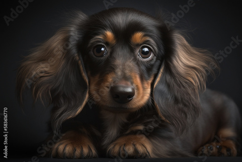 Capturing the Charm and Confidence of Dachshund Dogs: Striking Image on a Dark Background photo