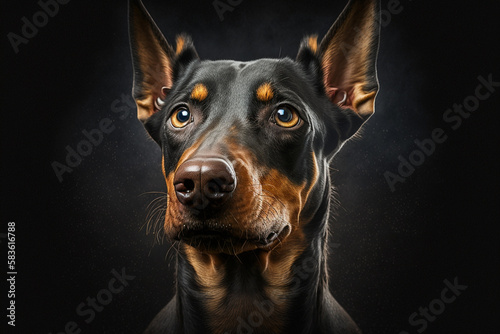 Powerful and Loyal: Doberman Dog Image on Dark Background