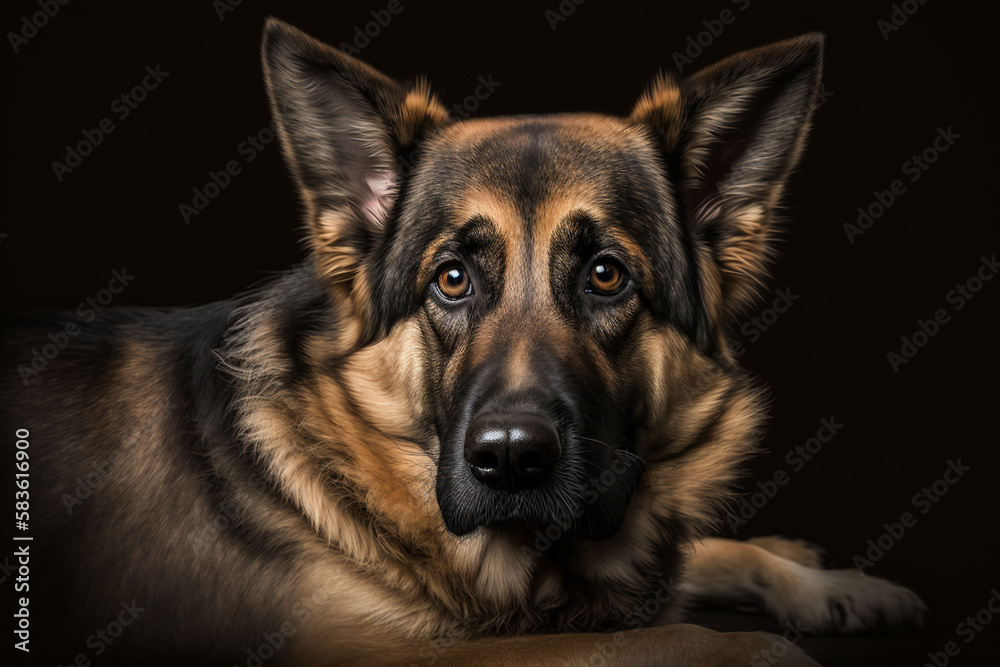 Majestic German Shepherd on Dark Background: Capturing the Fearless and Loyal Traits of the Breed
