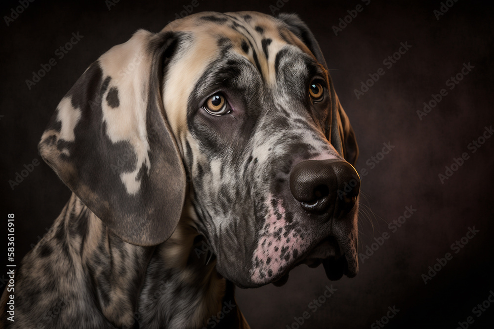 Majestic Great Dane Dog on Dark Background: Capturing the Essence of the Noble Breed