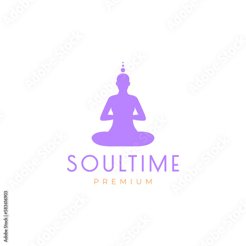 soul treatment yoga wellness sit relax colorful modern logo design vector