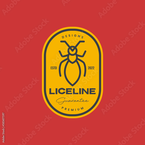 animal insect lice line minimal badge vintage logo design vector