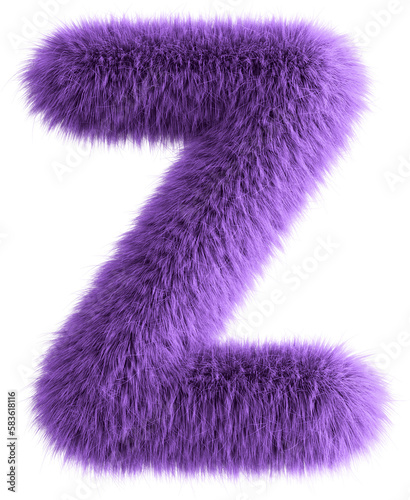 Purple 3D Fluffy Letter Z