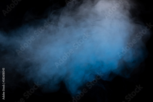 Blue and yellow steam on a black background.