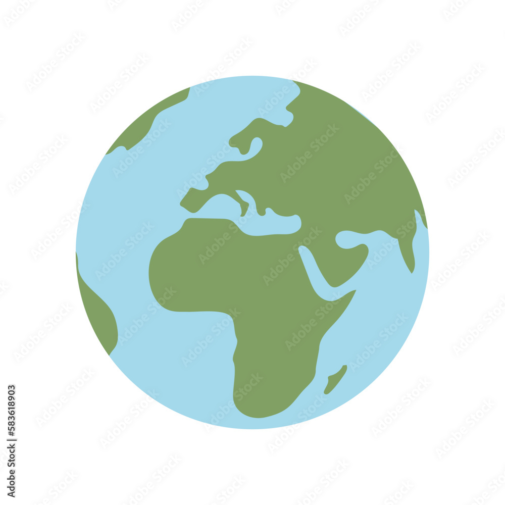 Globe world map. Planet earth flat vector illustration. Doodle map with continents and oceans. Globe world map. Planet earth flat vector illustration. Doodle map with continents and oceans.