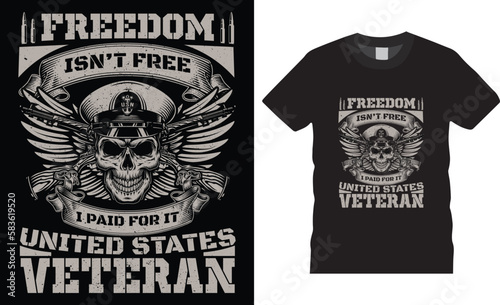 Veteran typography premium vector t shirt design template. Fully editable vector graphic and print ready file.Perfect for print items posters, cards, vector illustration ,suitable for t shirt, poster.