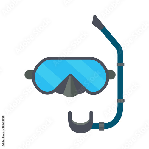 Diving scuba mask. Diver stuff equipment, water safety goggles vector cartoon illustration