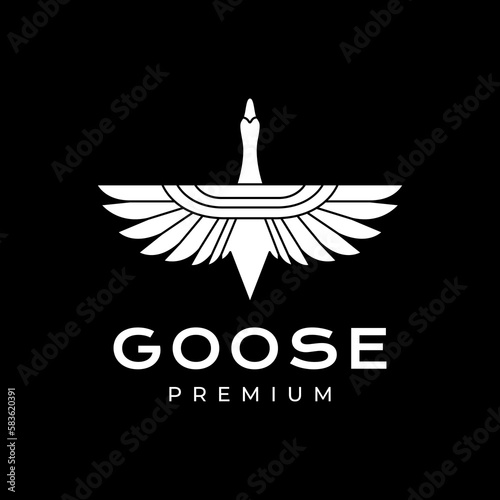 flying bird white goose modern geometric logo design vector