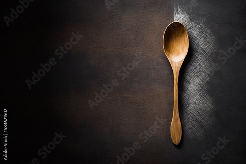 Wooden Spoon For Professionals Placed on Wooden Background | Generative Art 
