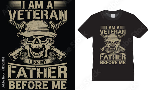 Veteran typography premium vector t shirt design template. Fully editable vector graphic and print ready file.Perfect for print items posters, cards, vector illustration ,suitable for t shirt, poster.