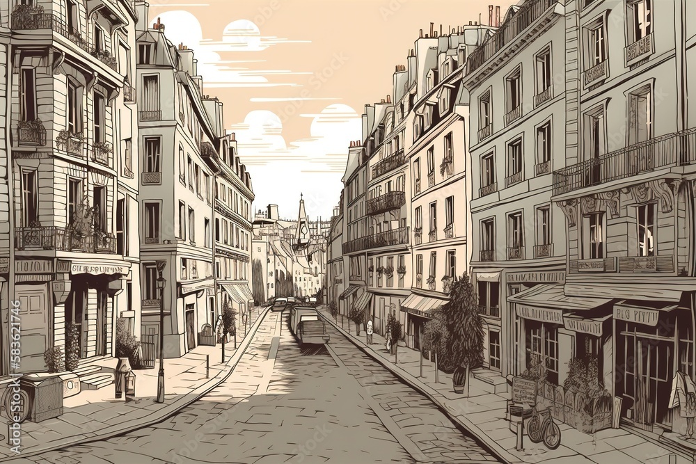 Naklejka premium Colorful views of Paris