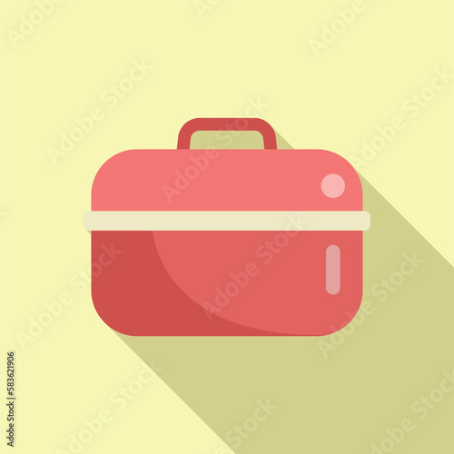 Food tray icon flat vector. Lunch box. Nutrition dinner