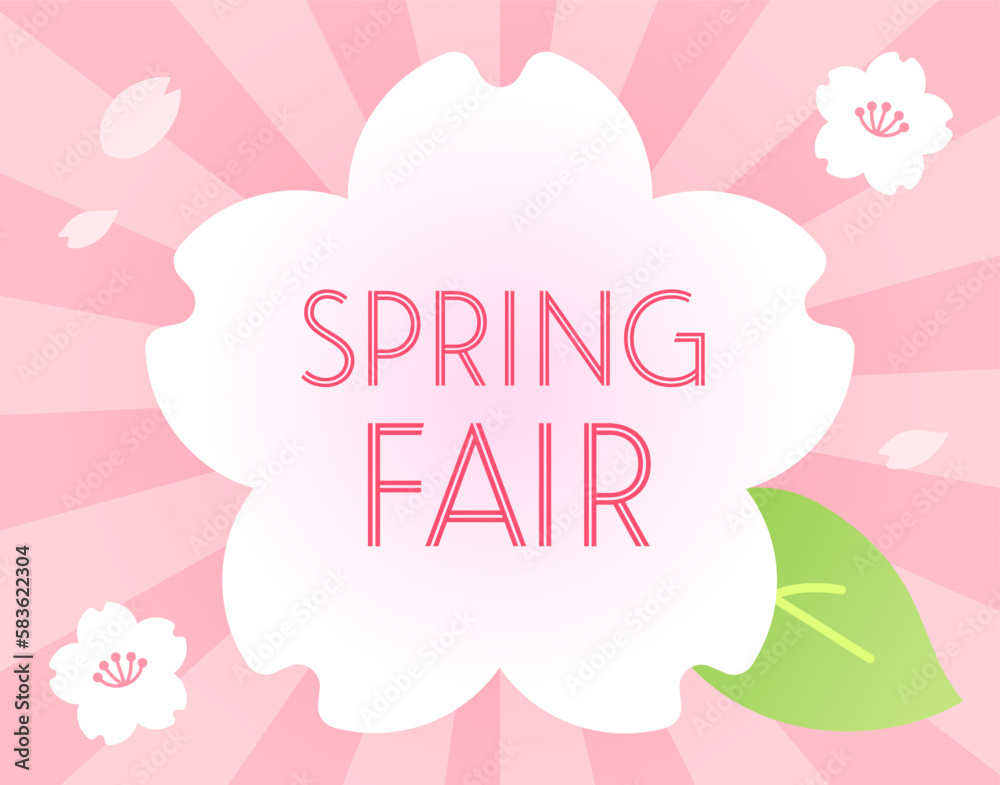 ポップな桜のイラストのバナー素材（Spring Fair）