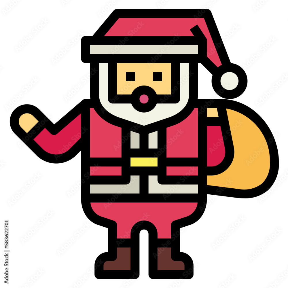 santa claus filled outline icon style santa claus filled outline icon style