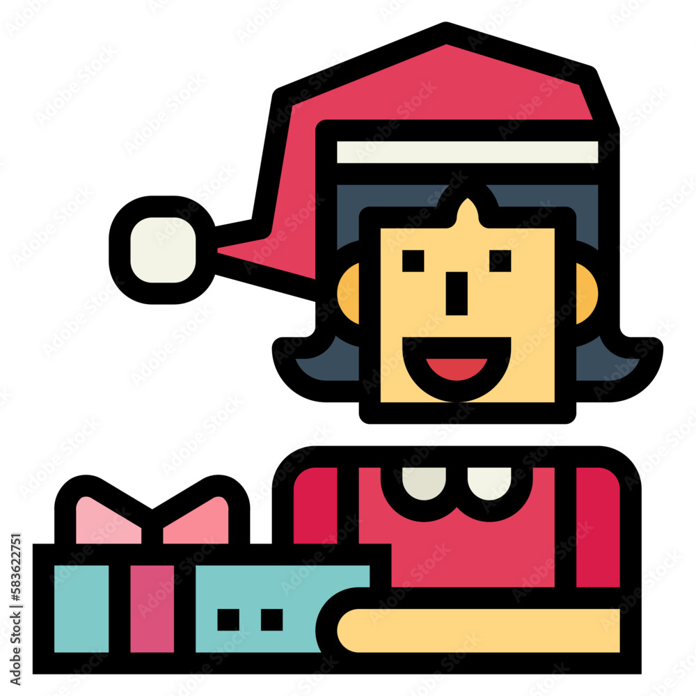 santa claus filled outline icon style santa claus filled outline icon style