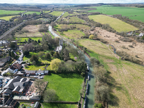 Aerial capture of Hungerford, a small town in Berkshire 