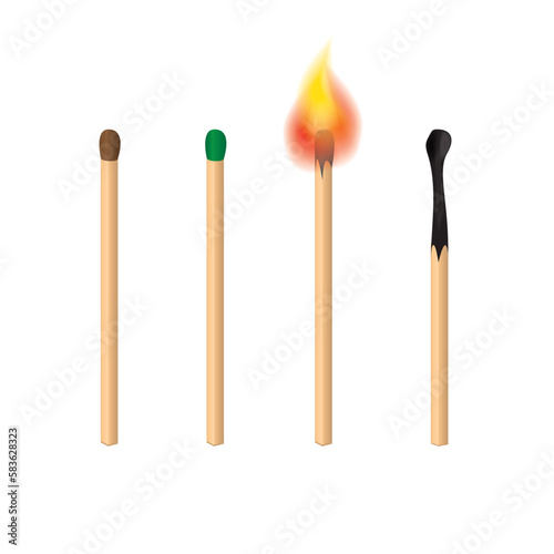 Realistic matches isolated on a white background