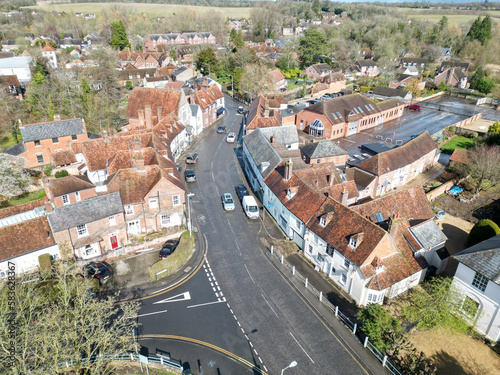 Aerial capture of Hungerford, a small town in Berkshire 