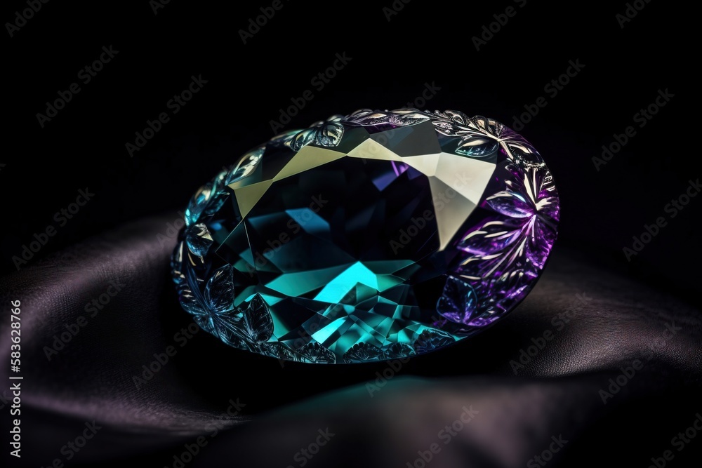 Platinum ring with an emerald gemstone on a cerne background. AI generated. Platinum ring with an emerald gemstone on a cerne background. AI generated.