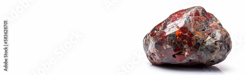 Painite is a rare precious natural stone on a white background. AI generated. Header banner mockup with space.