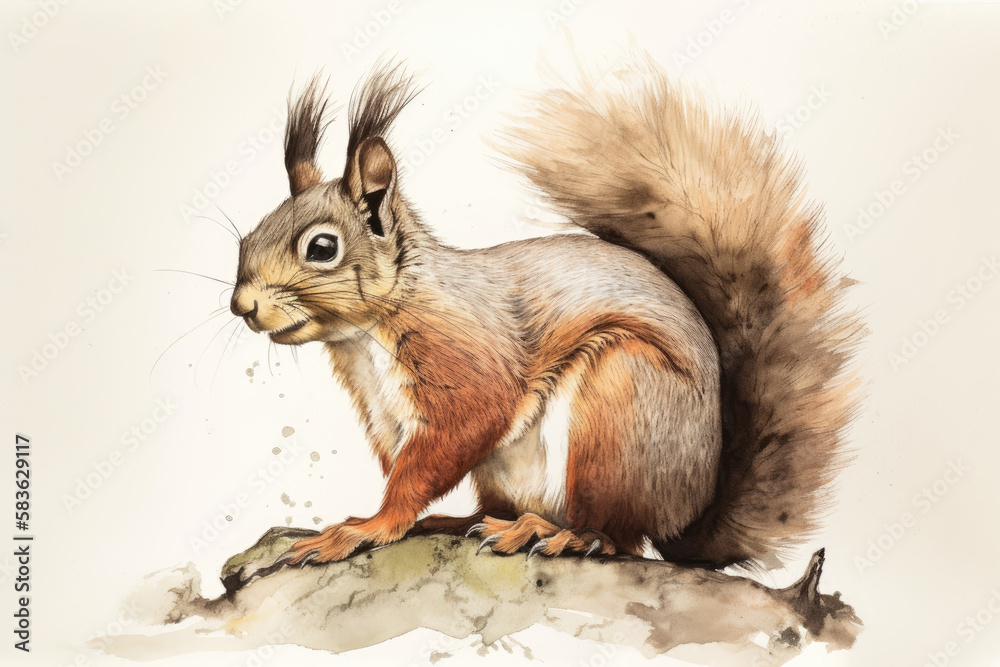 Dessin à l'aquarelle d'un Écureuil Dessin à l'aquarelle d'un Écureuil