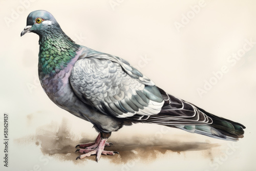 Wallpaper Mural Dessin à l'aquarelle d'un pigeon Torontodigital.ca