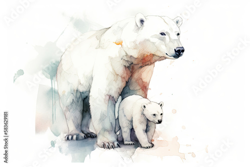 Dessin à l'aquarelle d'un ours blanc