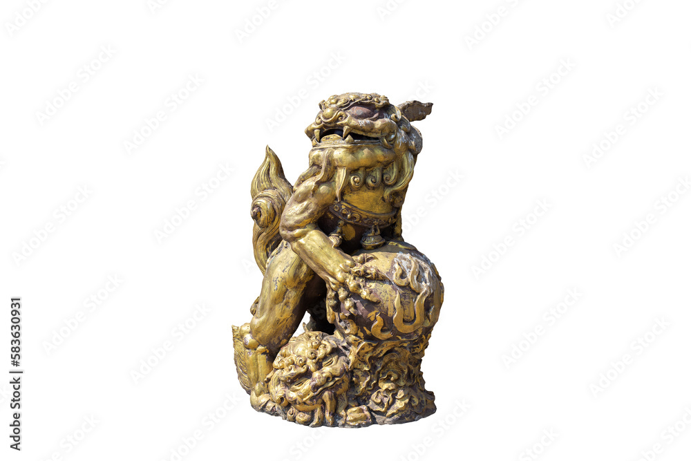 Chinese Guardian Lion Statues isolated white background. Chinese Guardian Lion Statues isolated white background.