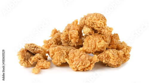Fried popcorn chicken isolated on transparent background. PNG