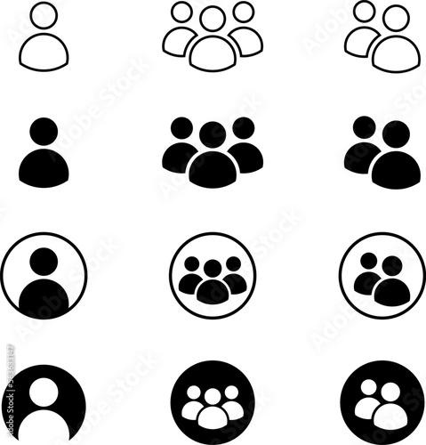 People vector icon. Group of people symbol illustration. User profile symbol. Businessman group logo. Multiple users silhouette