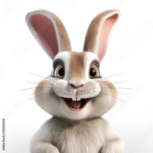 Cartoon rabbit on a white background. AI generative.