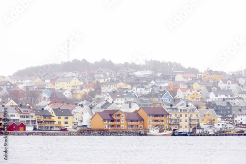 Panorama of Kristiansund town in harsh winter condition, western Norway, Europe 
