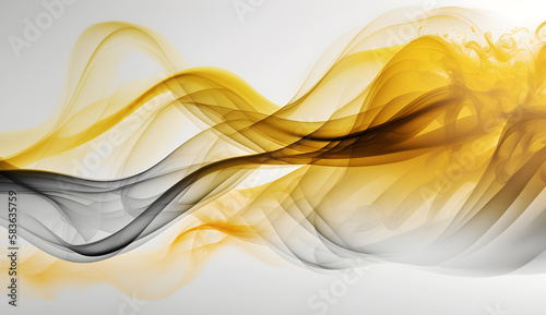 abstract colorful smoke yellow and black,isolated white background -AI Generative 