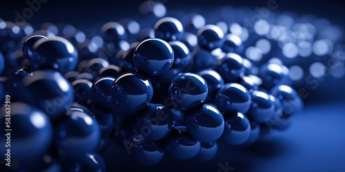 Abstract blue glass spheres, Liquid Drops or plastic balls on Blue Background. Macro Wallpaper