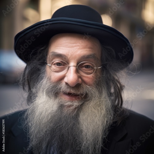 Portrait of a Jewish man wearing traditional clothing, Ai Generative.